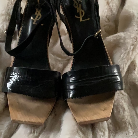 ⚡️LAST CHANCE⚡️ YSL | RARE Black Strappy Wooden Heels - Picture 10 of 12